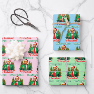 Trump Santa Hat Wrap Santa's Favourite President Wrapping Paper Sheet