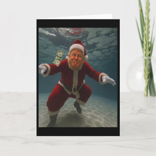 Trump Santa Pool Christmas Spirit Dollar Bill Card