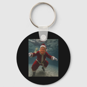 Trump Santa Pool Christmas Spirit Dollar Bill Key Ring