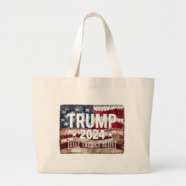 Trump! save America again. Large Tote Bag (Front)