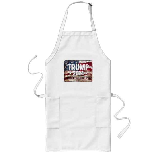 Trump! save America again. Long Apron (Front)