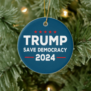Trump Save Democracy Trump 2024 Ceramic Tree Decoration