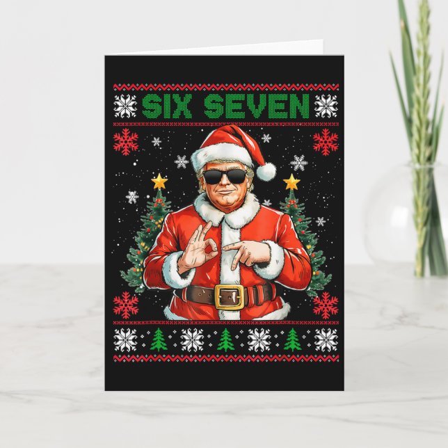 Trump Says 67 Meme Six Seven Funny Ugly Christmas  Card (Front)