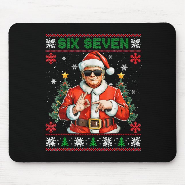 Trump Says 67 Meme Six Seven Funny Ugly Christmas  Mouse Mat (Front)