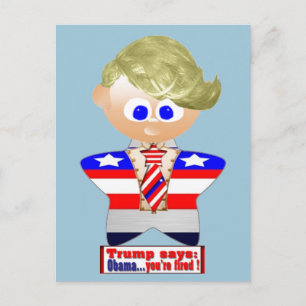 Trump says Obama you're fired Postcard