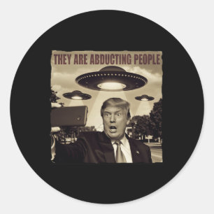 Trump Selfie Ufo Alien Abduction Classic Round Sticker
