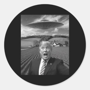 Trump Selfie With Alien Ufo Funny Trump Gifts For Classic Round Sticker