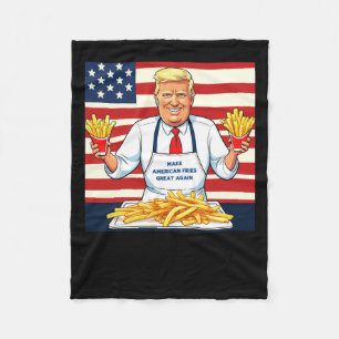 Trump Serving Mcdonalds Fries  Fleece Blanket