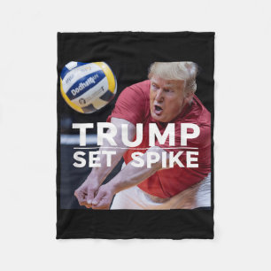 Trump Set Spike Funny Political Volleyball Player Fleece Blanket
