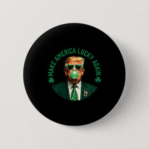 Trump Shamrock Make America Lucky Again St Patrick 6 Cm Round Badge