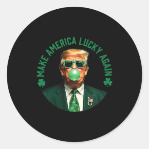 Trump Shamrock Make America Lucky Again St Patrick Classic Round Sticker