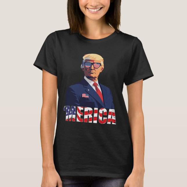 Trump Shirt Merica Trump Sungl Us Flag 4th Of July (Front)