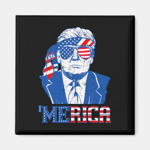 Trump Shirt Merica Trump Sungl Us Flag 4th Of July Magnet