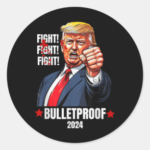 Trump Shot Bulletproof Bloody Ear Bleeding Butler Classic Round Sticker