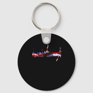 Trump Signature Usa Flag 4th Of July 2024 Maga Tee Key Ring