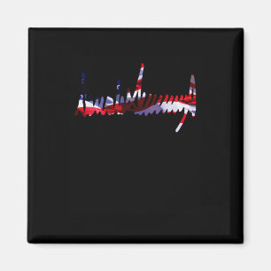 Trump Signature Usa Flag 4th Of July 2024 Maga Tee Magnet