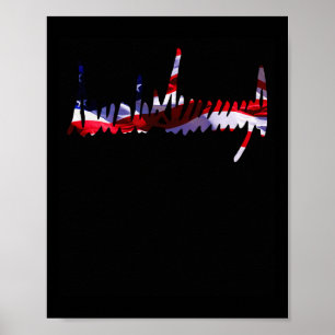 Trump Signature Usa Flag 4th Of July 2024 Maga Tee Poster