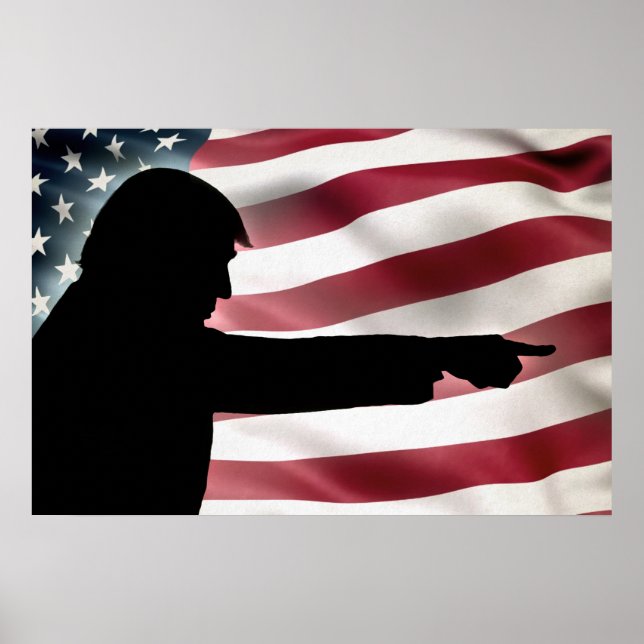 Trump Silhouette Flag Poster (Front)