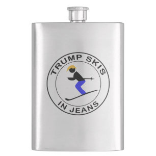 Trump Skis In Jeans Hip Flask