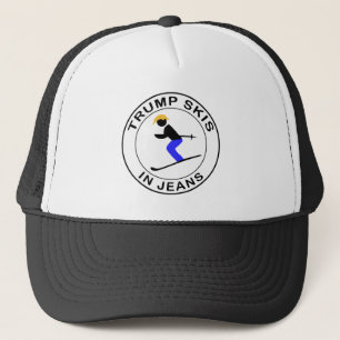 Trump Skis In Jeans Trucker Hat