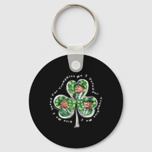 Trump St Patrick's Day 2025 Funny Kiss Me I Voted Key Ring