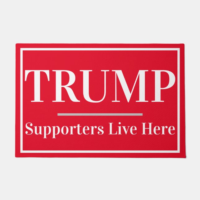 Trump Supporters Live Here Red and White Doormat (Front)