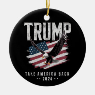 Trump Take America Back 2024 Election Vintage Ceramic Tree Decoration