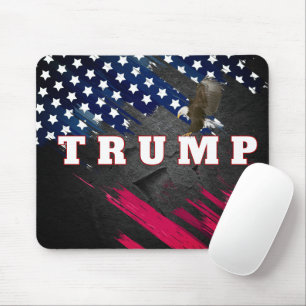 Trump Text On USA Flag with Bald Eagle  Mouse Mat