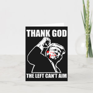 Trump Thank God The Left Can't Aim , Small, Black Card