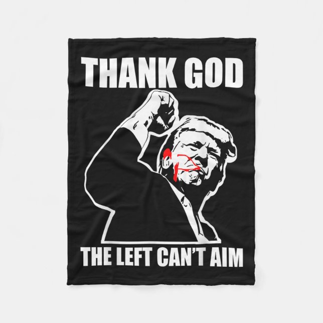 Trump Thank God The Left Can't Aim , Small, Black  Fleece Blanket (Front)