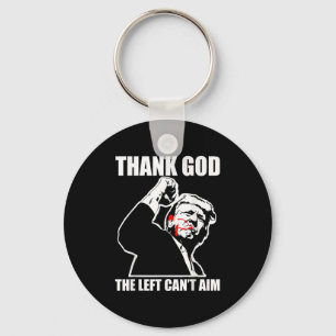 Trump Thank God The Left Can't Aim , Small, Black Key Ring