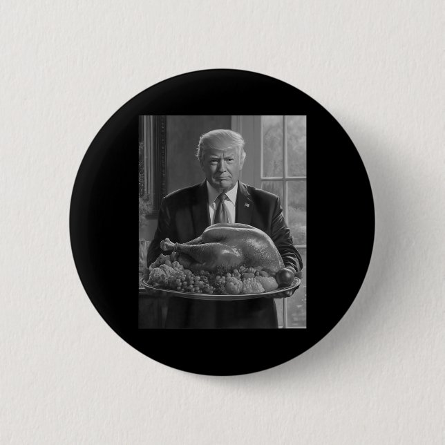 Trump Thanksgiving Turkey Funny Celebration  6 Cm Round Badge (Front)