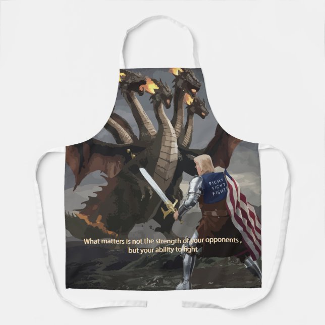 Trump the Knight Battling the Hydra Apron (Front)