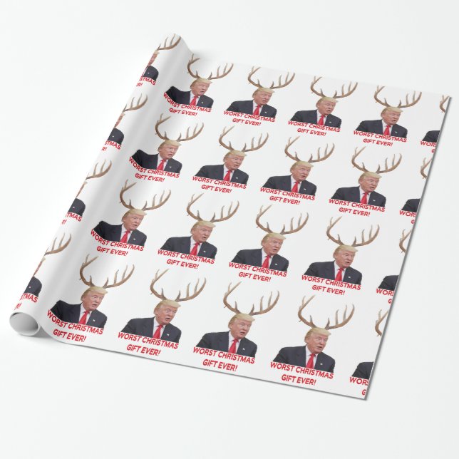 Trump, the worst Christmas gift ever! Wrapping Paper (Unrolled)