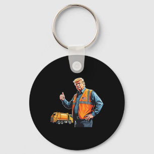 Trump Thumbs Up Garbyge Truck Worker American Flag Key Ring