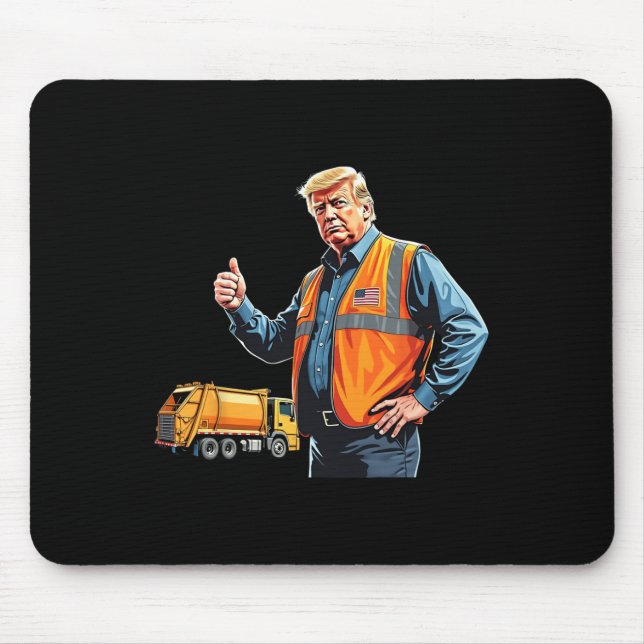 Trump Thumbs Up Garbyge Truck Worker American Flag Mouse Mat (Front)