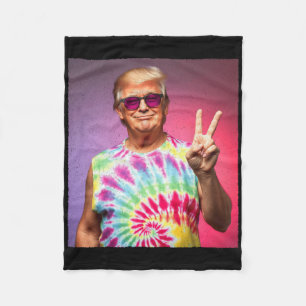 Trump Tie-dye Hippie Sungles – Funny Peace Symbol Fleece Blanket
