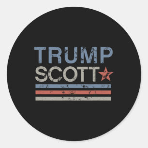 Trump Tim Scott Vintage Distressed Retro Stripes  Classic Round Sticker