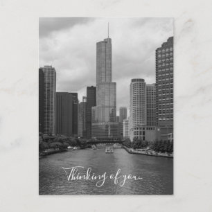 Trump Tower Chicago River Grayscale Thinking Of U Postcard