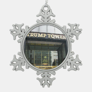 Trump Tower Snowflake Pewter Christmas Ornament