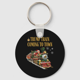 Trump Train Coming To Town Funny Christmas Santa C Key Ring