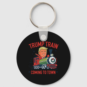 Trump Train Coming To Town Funny Christmas Santa C Key Ring