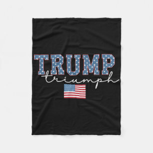 Trump Triumph American Flag Stars 2025 Winner Mega Fleece Blanket