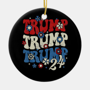 Trump Trump Trump 2024 Retro Ceramic Tree Decoration