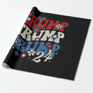 Trump Trump Trump 2024 Retro Wrapping Paper
