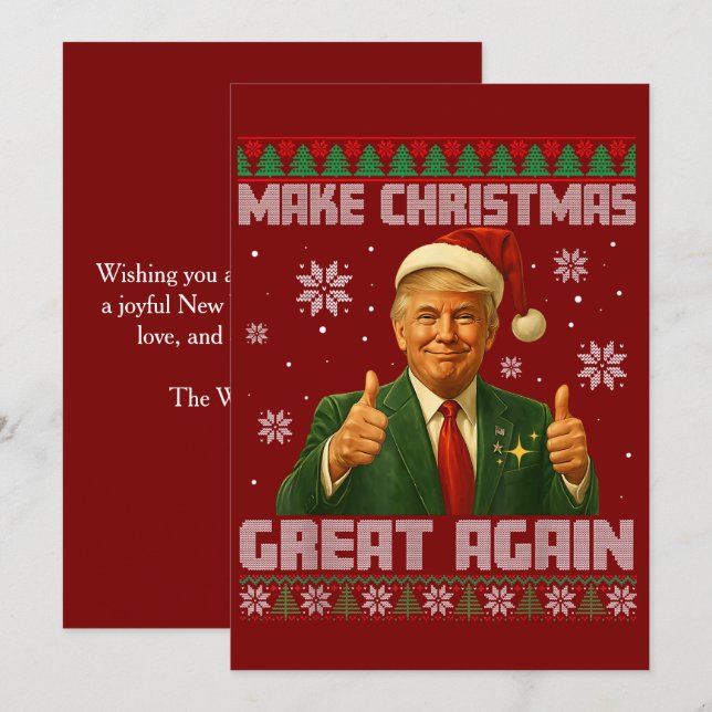 Trump Ugly Xmas Sweater Make Christmas Great Again Holiday Card (Front/Back)