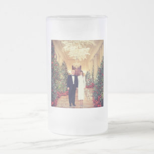 Trump US President White House Christmas  Frosted Glass Beer Mug