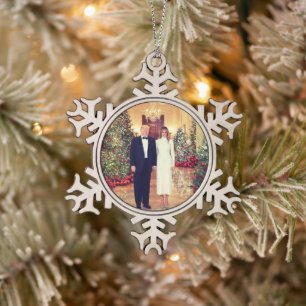 Trump US President White House Christmas Snowflake Pewter Christmas Ornament