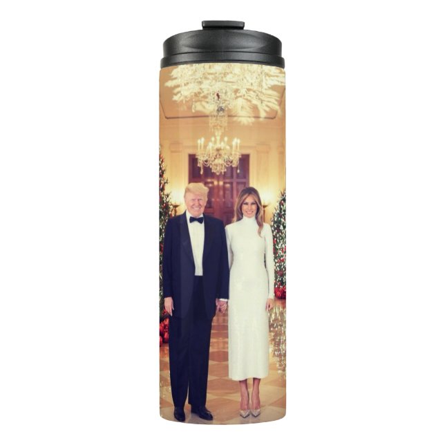 Trump US President White House Christmas  Thermal Tumbler (Front)