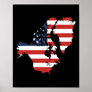 Trump Usa And Canada Greenland Map Funny Poster